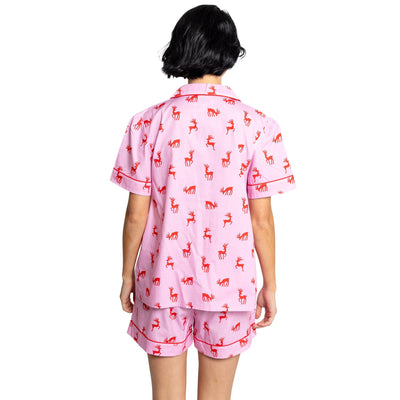 Women's Reindeer Pink Short PJ Set