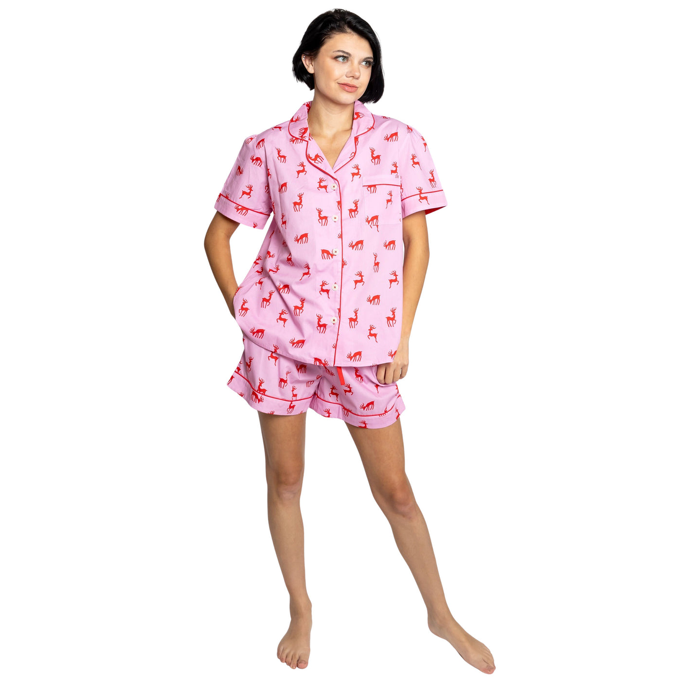 Women's Reindeer Pink Short PJ Set