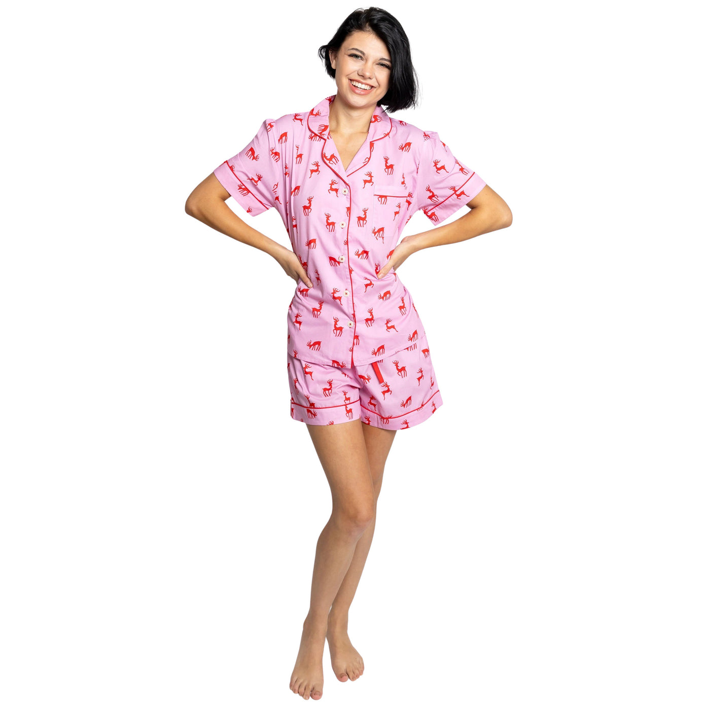 Women's Reindeer Pink Short PJ Set