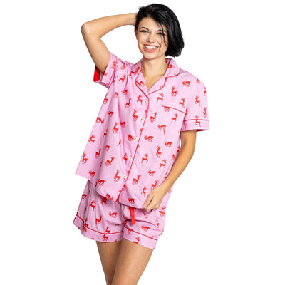 Women's Reindeer Pink Short PJ Set