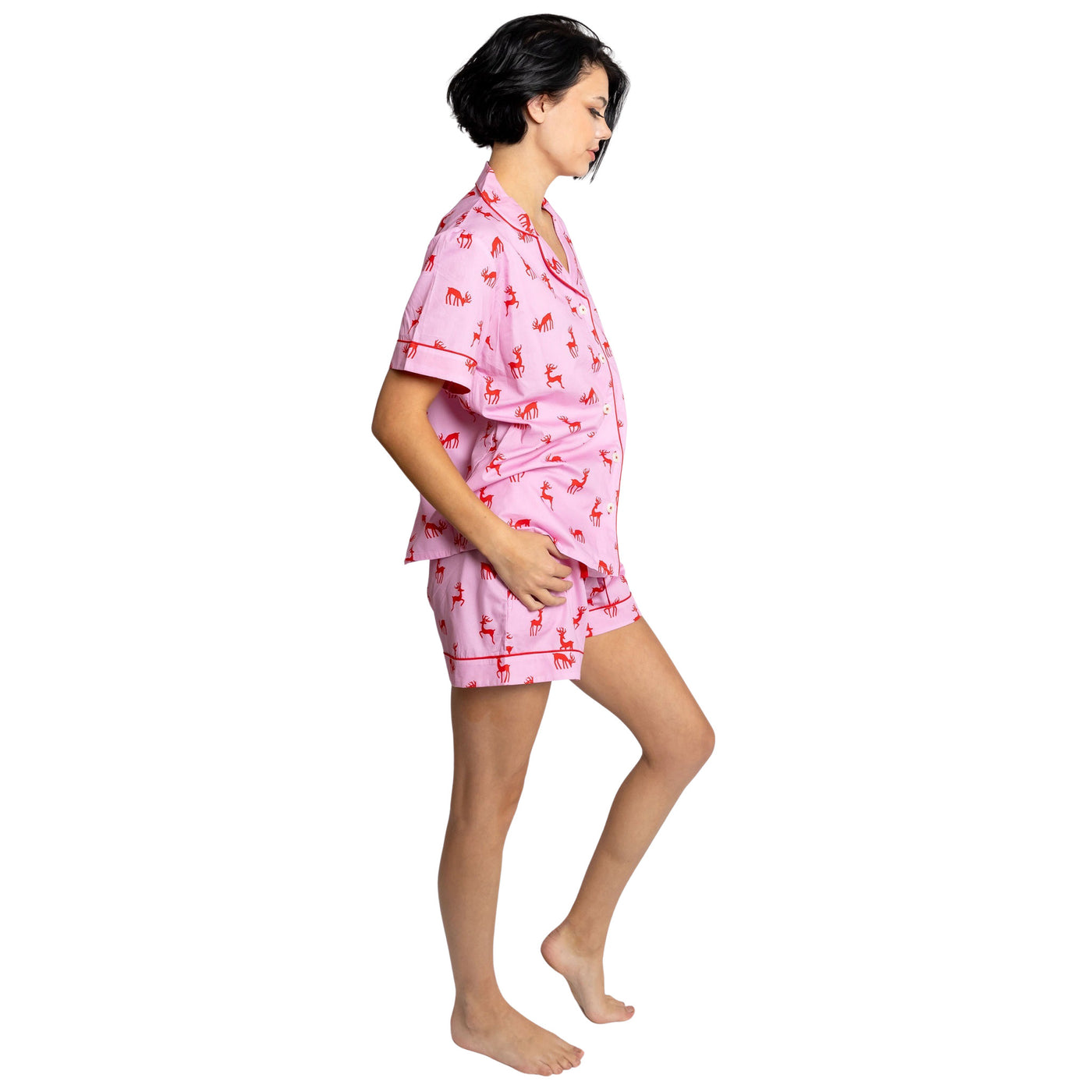 Women's Reindeer Pink Short PJ Set