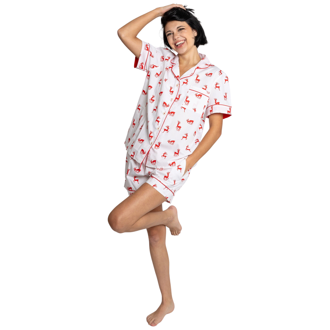 Women's Reindeer Red Short PJ Set