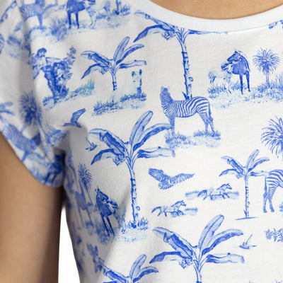 Women's Skydog Toile Blue Jersey Short PJ Set