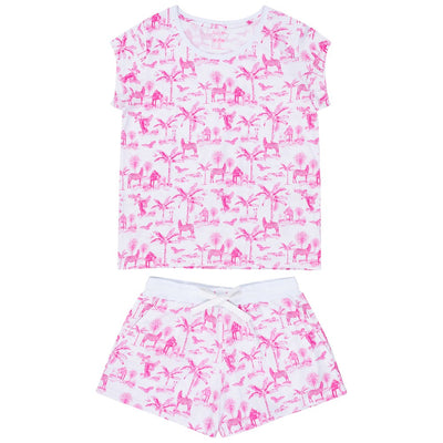 Women's Skydog Toile Pink Jersey Short PJ Set