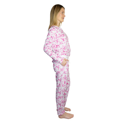 Women's Skydog Toile Pink Jersey Long PJ Set