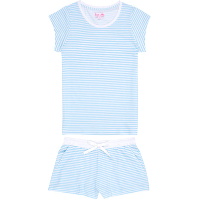 Women's Sky Blue Jersey Short PJ Set