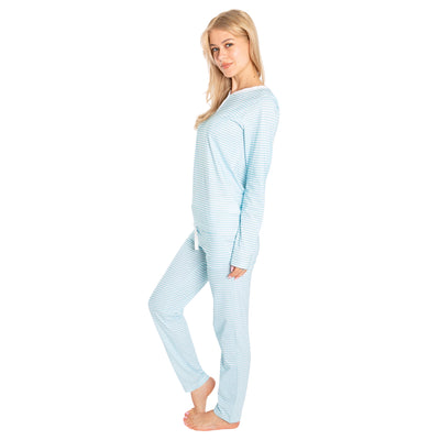 Women's Sky Blue Jersey Long PJ Set