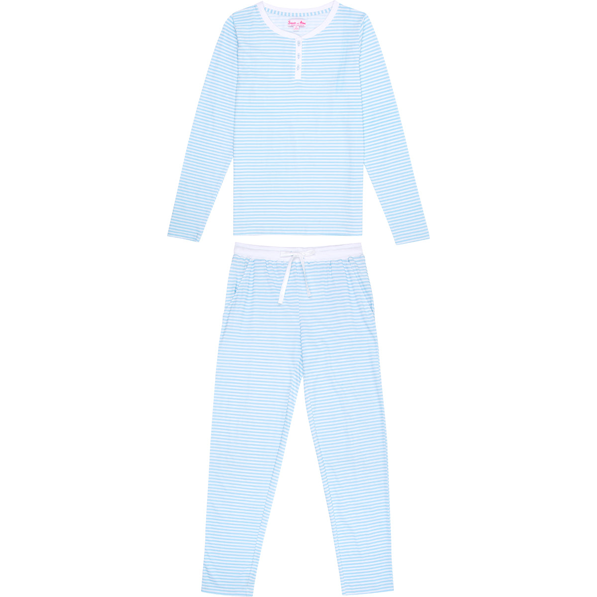 Women's Sky Blue Jersey Long PJ Set