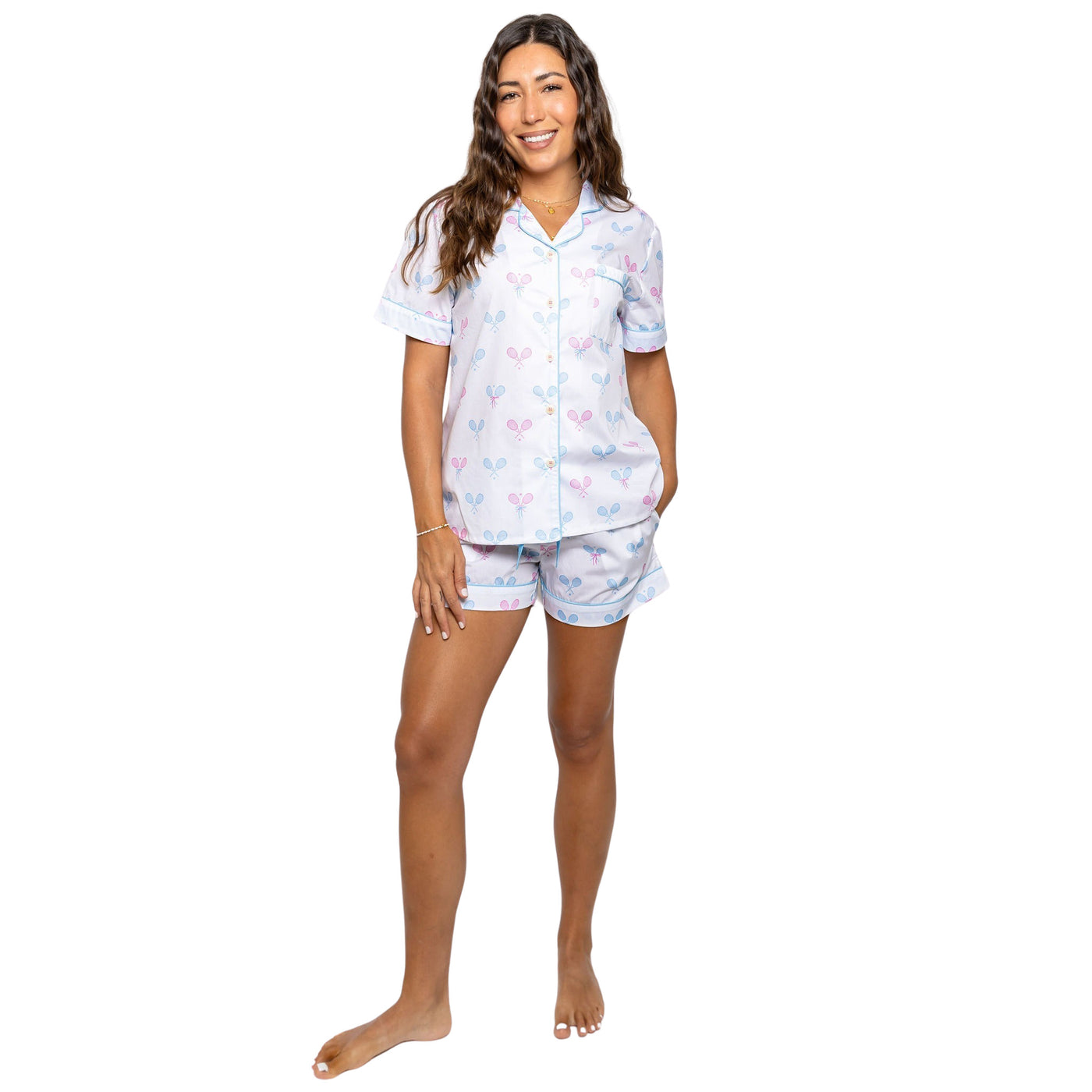 Women's Tennis Bows Short PJ Set