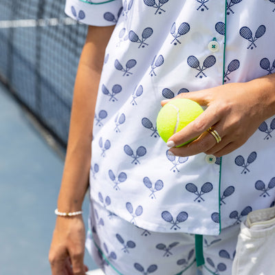 Women's Tennis Navy Short PJ Set