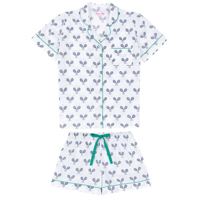 Women's Tennis Navy Short PJ Set