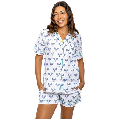 Women's Tennis Navy Short PJ Set