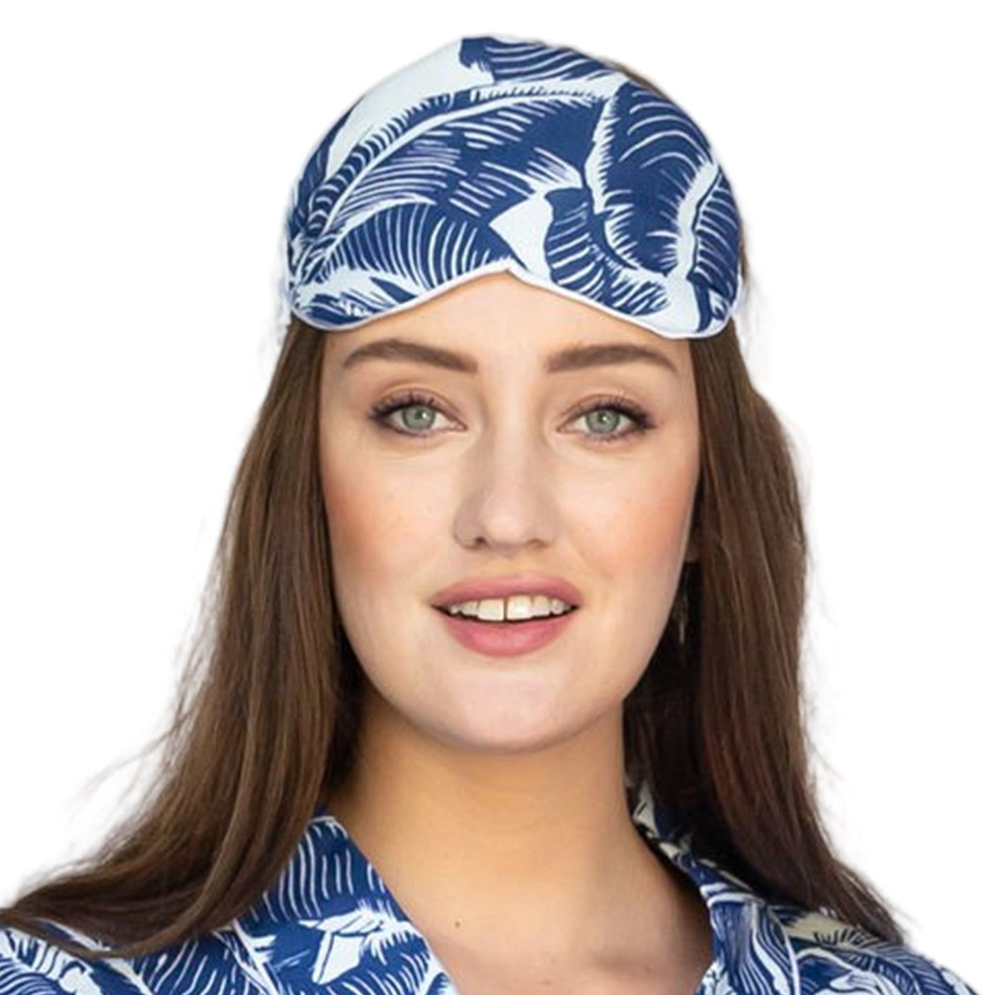 Women's Blue Martinique Banana Leaf Eye Mask