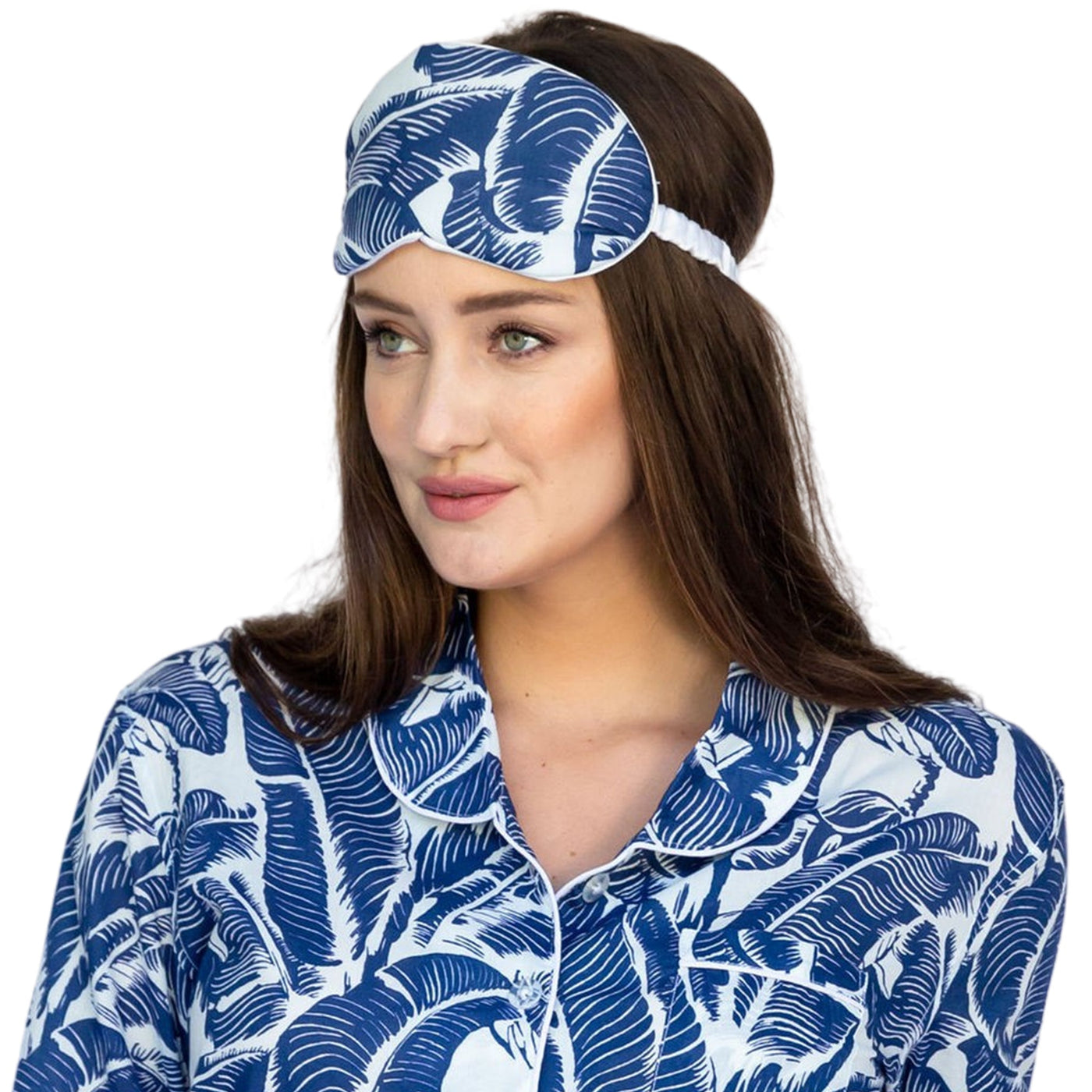 Women's Blue Martinique Banana Leaf Eye Mask