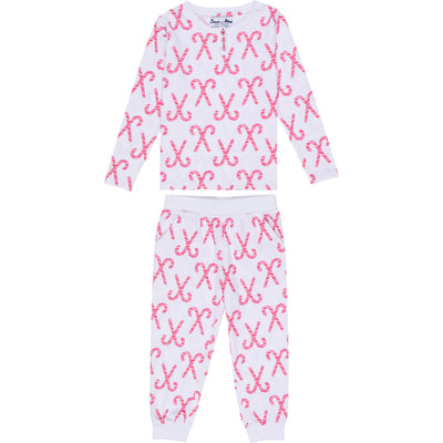 Kids Christmas Candy Cane Long PJ Set