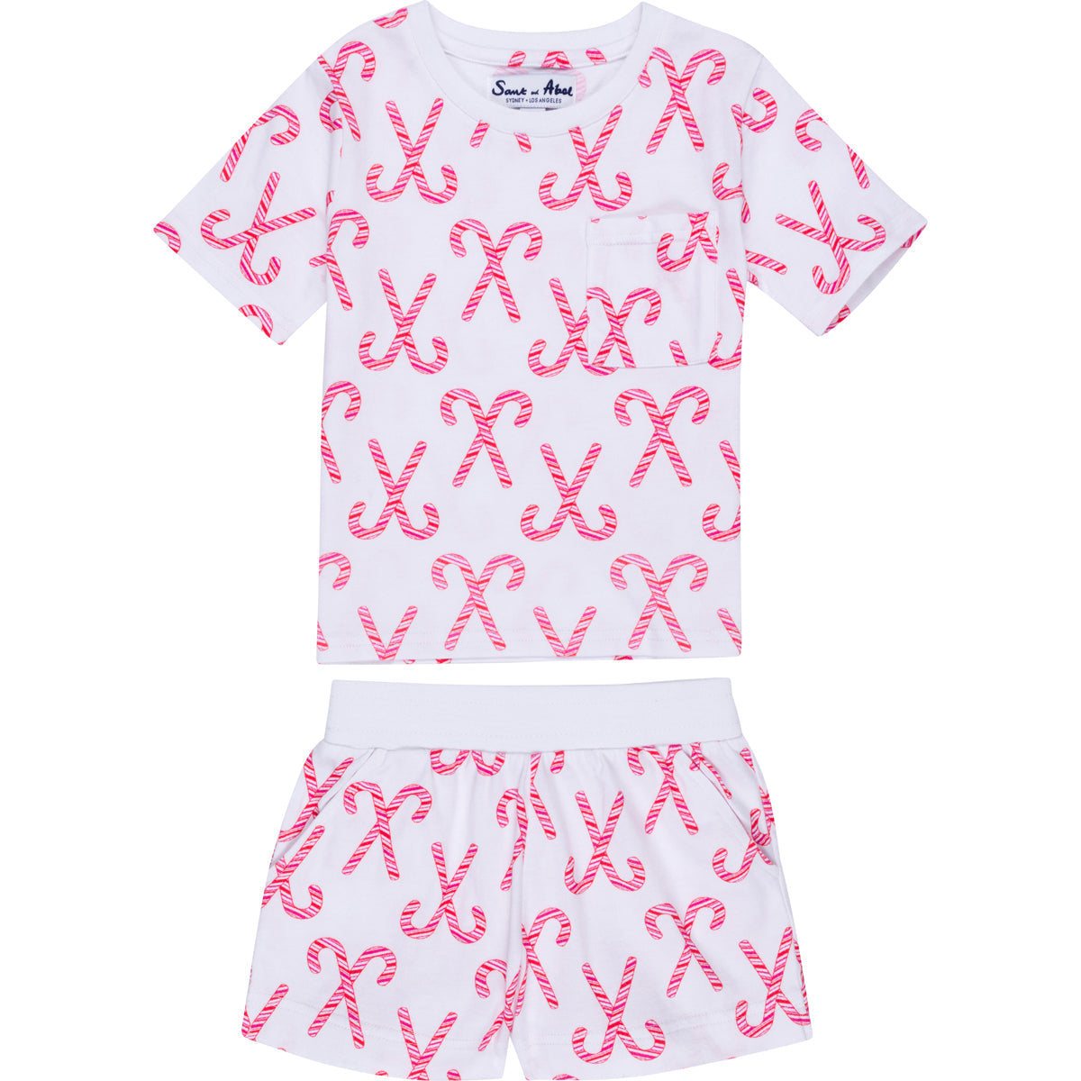 Kids Christmas Candy Cane Short PJ Set