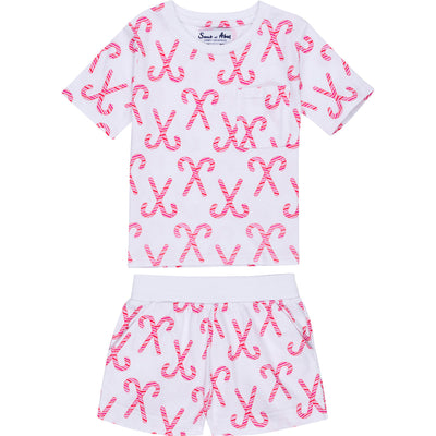 Kids Christmas Candy Cane Short PJ Set