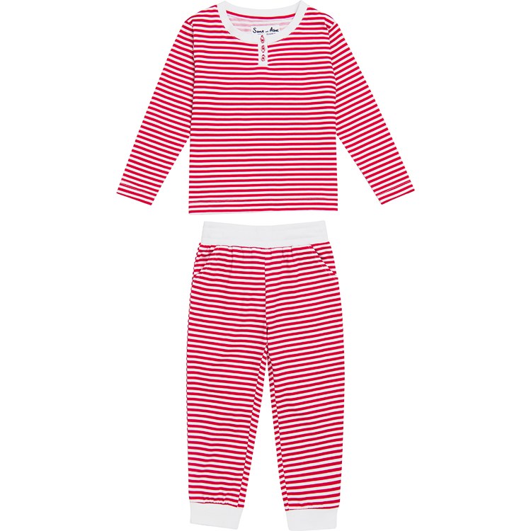 Kids Red Stripe Jersey Long PJ Set