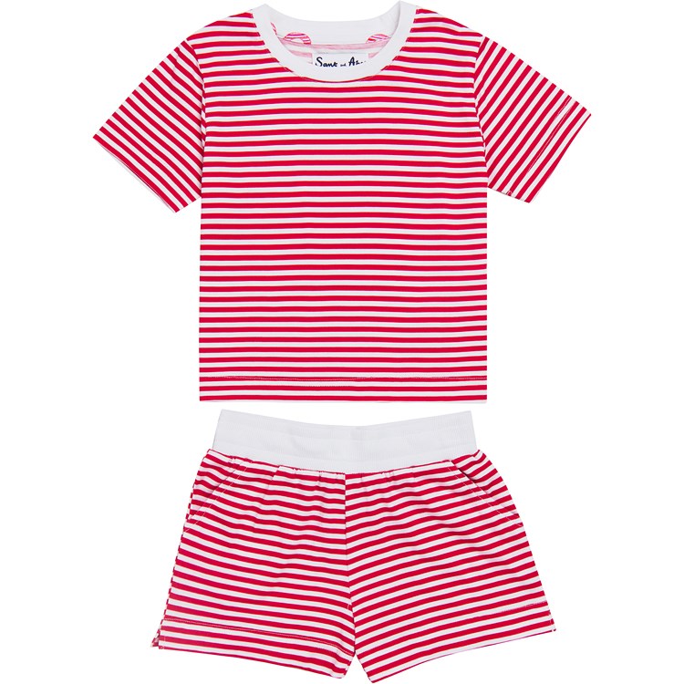 Kids Red Stripe Jersey Short PJ Set