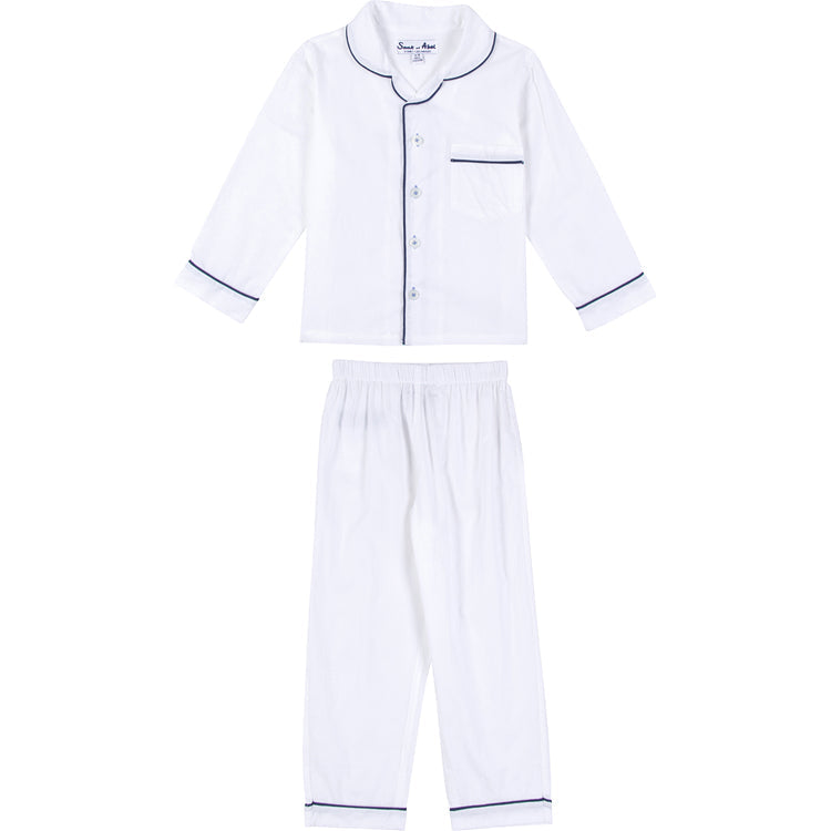 Boys White Cambric Long Sleeve PJ Set