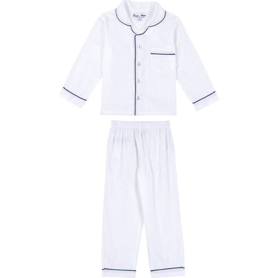 Boys White Cambric Long Sleeve PJ Set