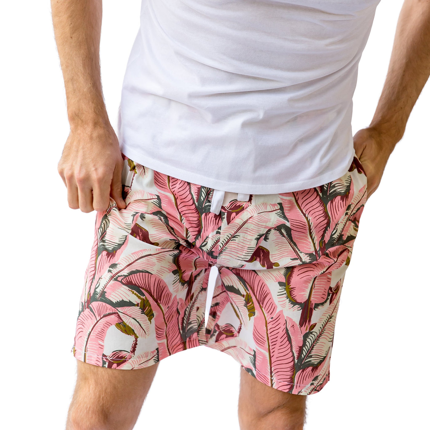 Men's Pink Martinique®, Banana Leaf Sleep Shorts