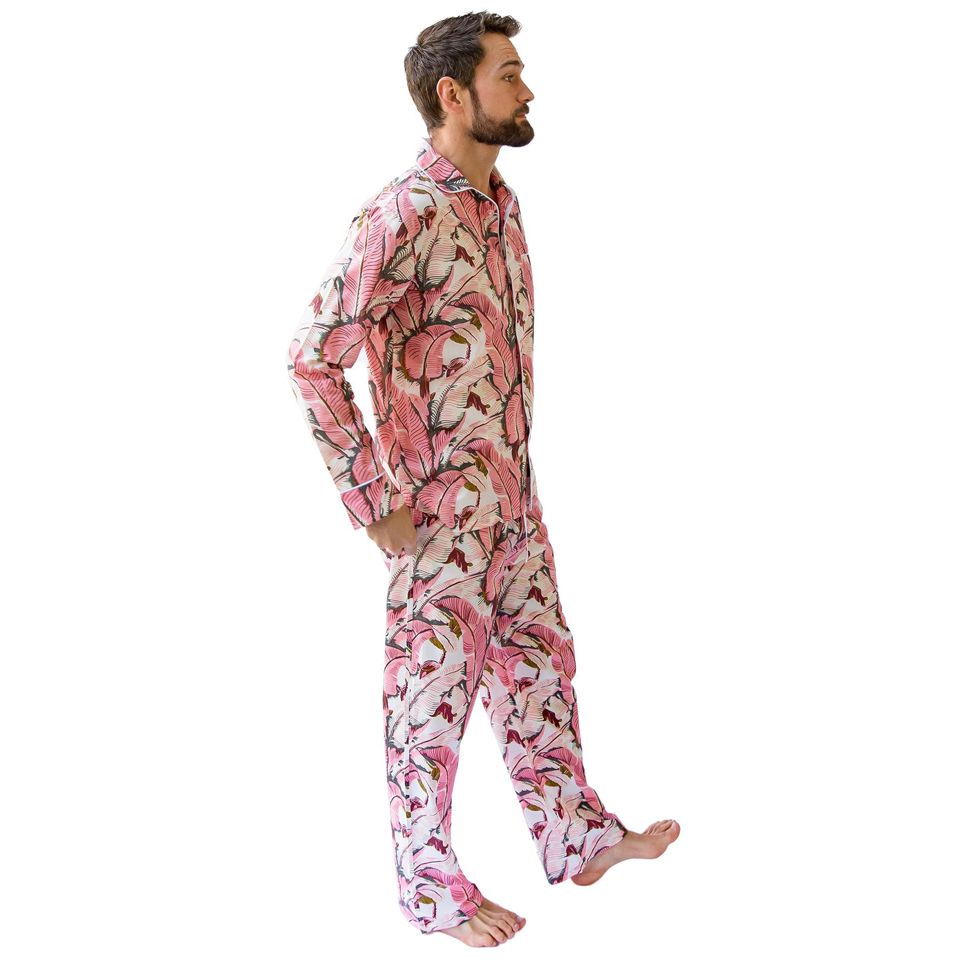 Men's Pink Martinique®, Banana Leaf Shirt + PJ Pant Set