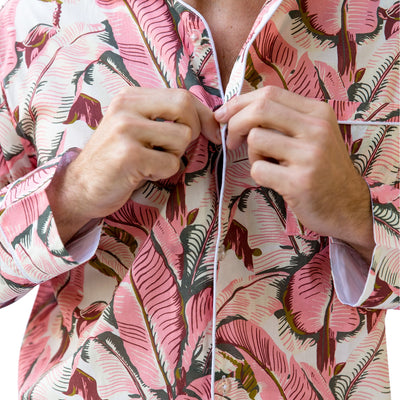 Men's Pink Martinique®, Banana Leaf Shirt + PJ Pant Set