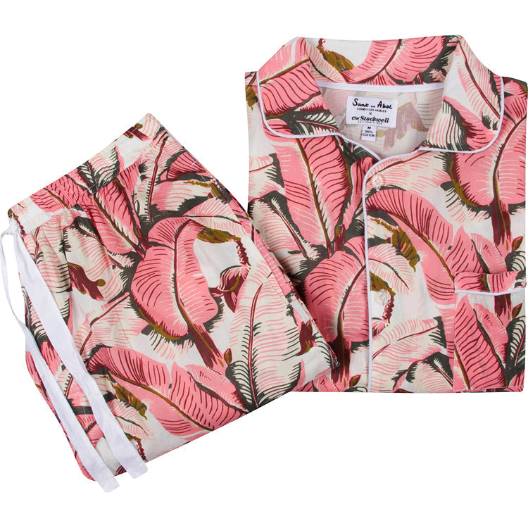 Men's Pink Martinique®, Banana Leaf Shirt + PJ Pant Set