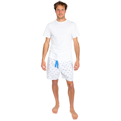 Men's Blue Palm Tree Sleep Shorts