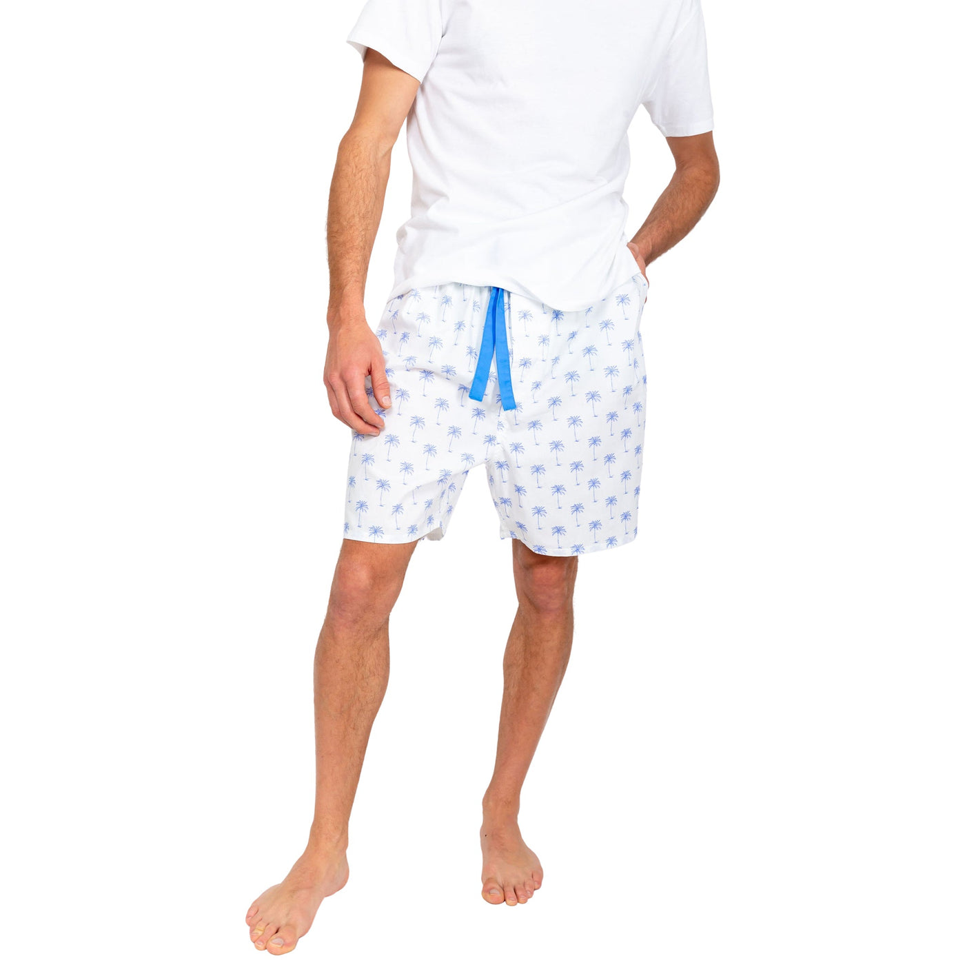 Men's Blue Palm Tree Sleep Shorts