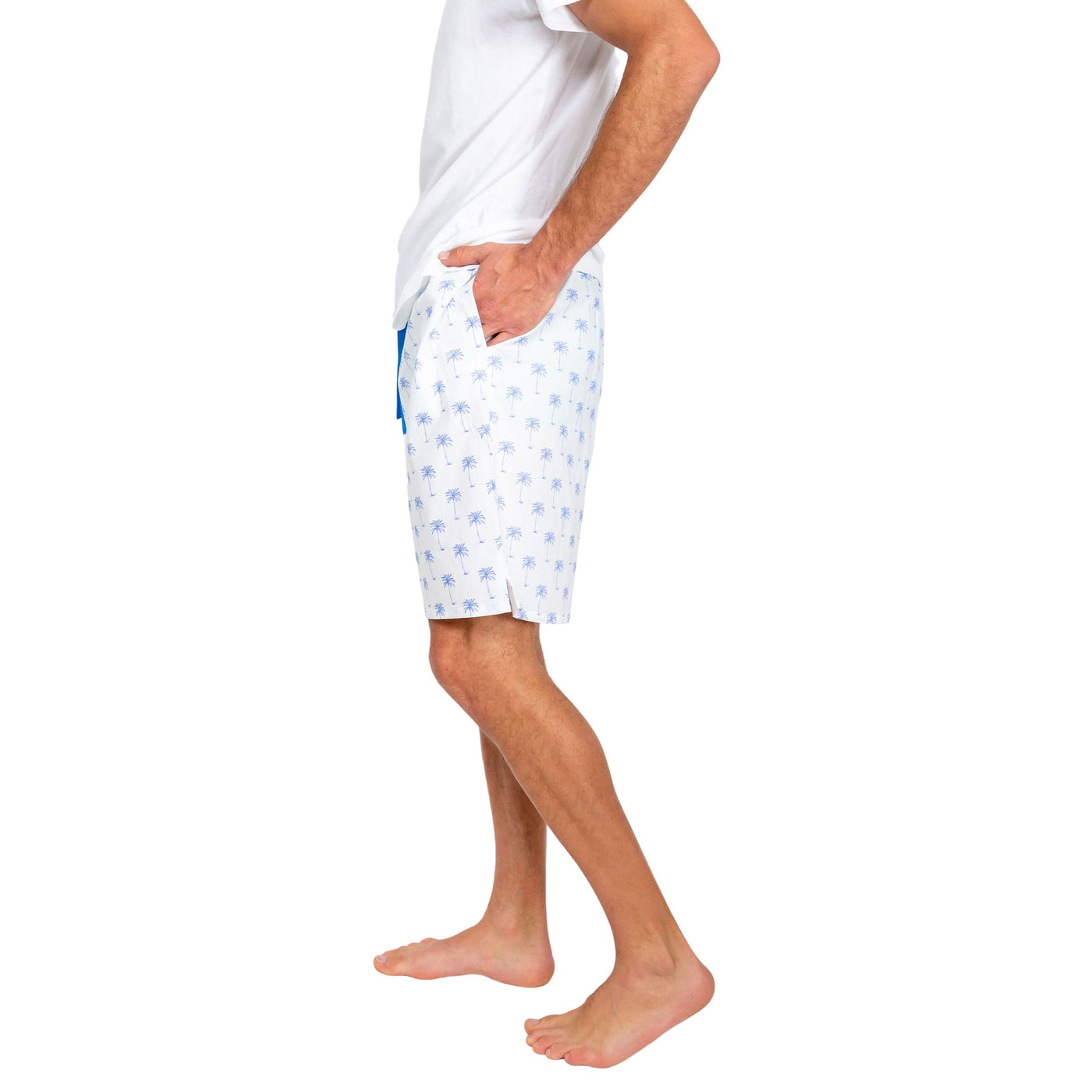 Men's Blue Palm Tree Sleep Shorts