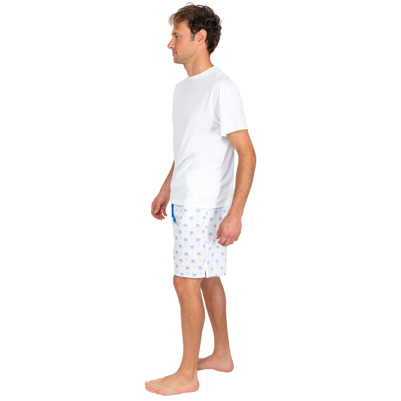 Men's Blue Palm Tree Sleep Shorts