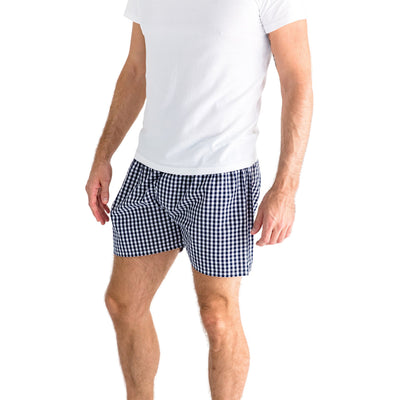 Men's Hepburn Gingham Navy Boxer Shorts