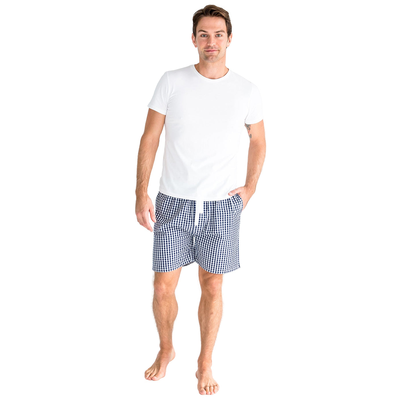 Men's Hepburn Gingham Navy Sleep Shorts