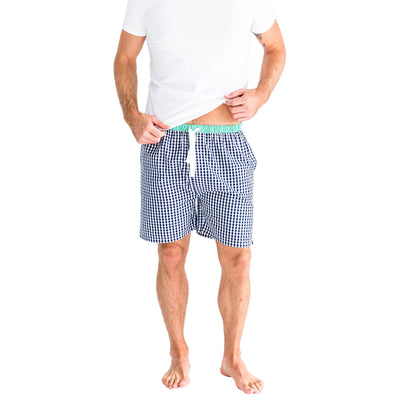 Men's Hepburn Gingham Navy Sleep Shorts