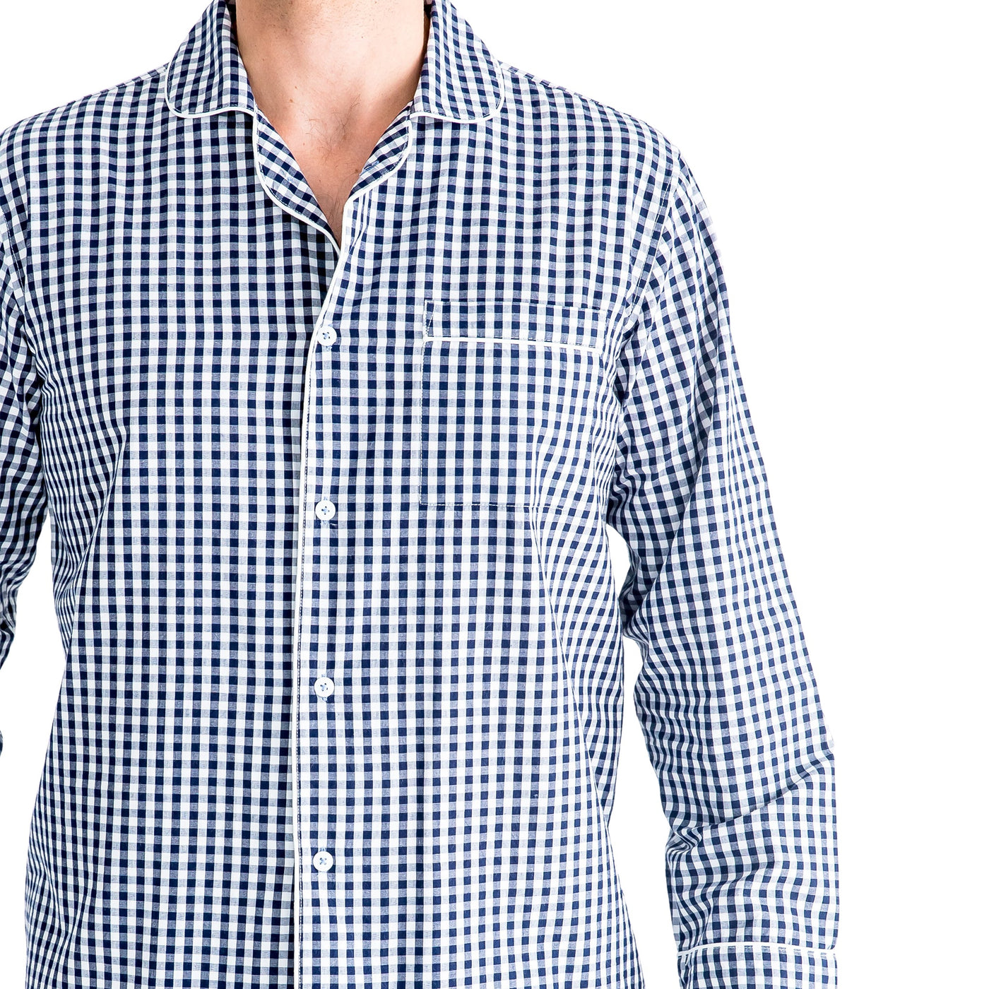 Men's Hepburn Gingham Navy Long PJ Set