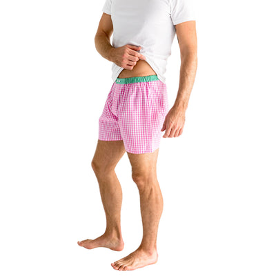 Men's Hepburn Gingham Pink Boxer Shorts