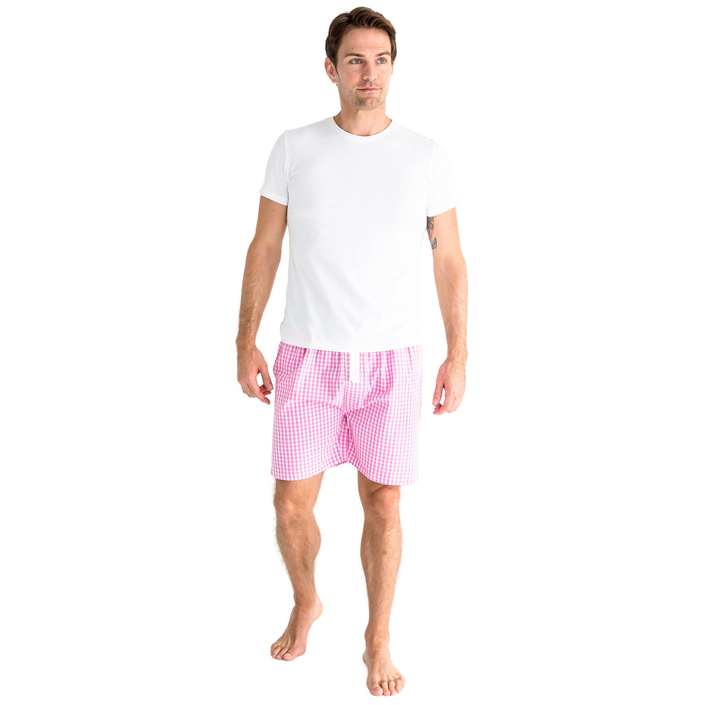 Men's Hepburn Gingham Pink Sleep Shorts