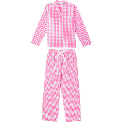 Women's Hepburn Gingham Pink Long PJ Set