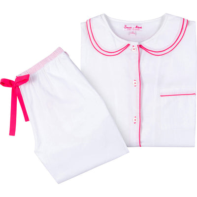 Girls White Cambric Long Sleeve PJ Set