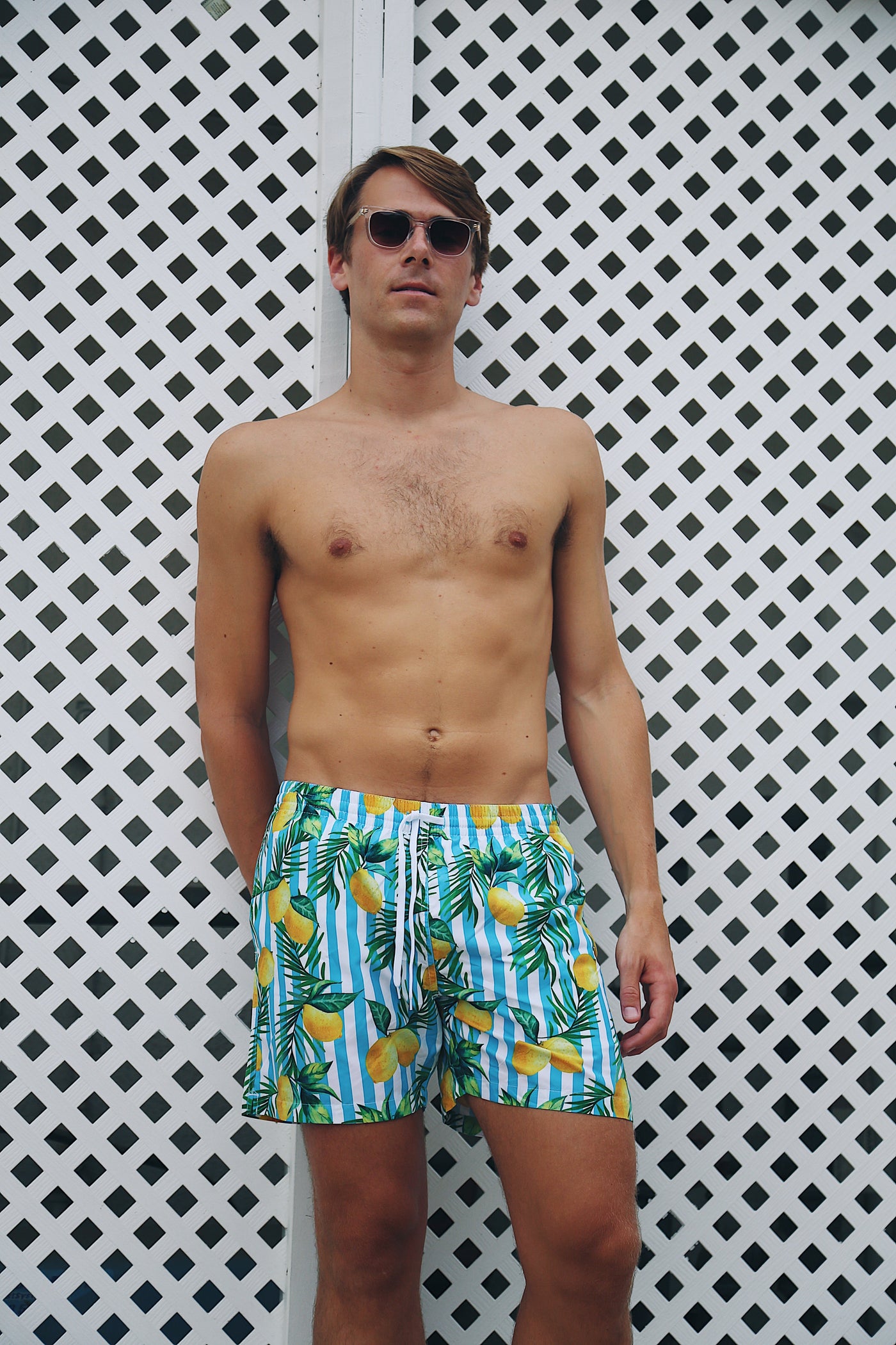 Men's Parker Lemon Stripe Swim Shorts
