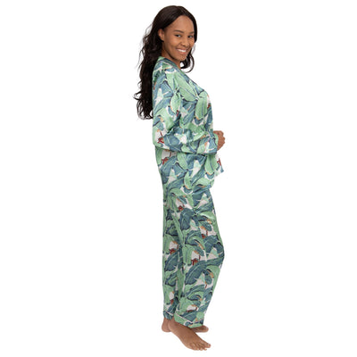 Women's Banana Leaf Green Shirt + PJ Pant Set - SILK