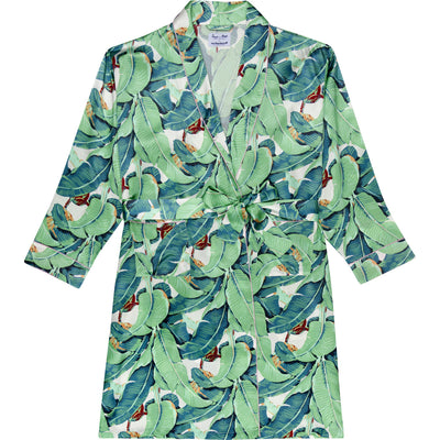 Women's Banana Leaf Green Robe - SILK