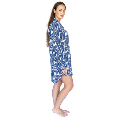 Women's Blue Martinique Banana Leaf Night Shirt