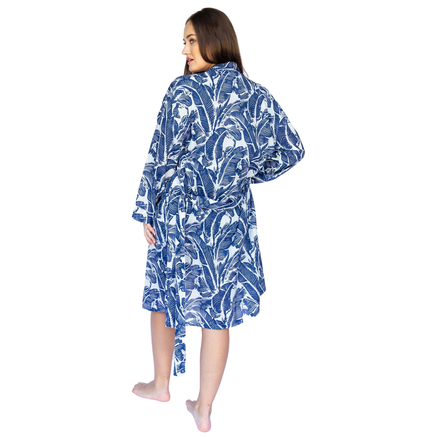 Women's Blue Martinique Banana Leaf Robe