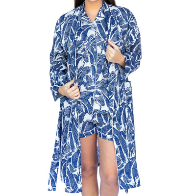 Women's Blue Martinique Banana Leaf Robe