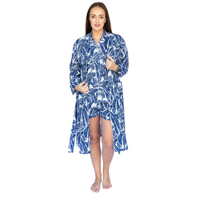 Women's Blue Martinique Banana Leaf Robe