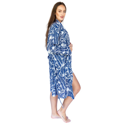 Women's Blue Martinique Banana Leaf Robe