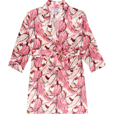 Women's Banana Leaf Pink Robe - SILK